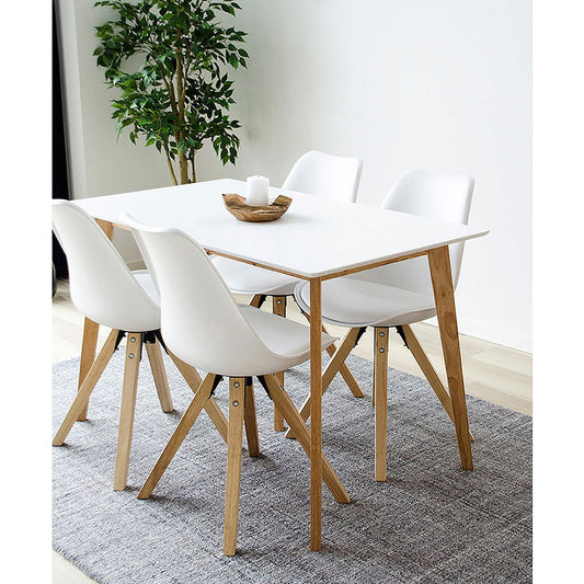Vojens Dining Table - Table à manger, blanc et naturel 7x12xh75 cm