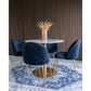 Bolzano Dining Table - Table à manger, plateau aspect marbre, blanc, base aspect laiton ø9x75cm