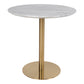 Bolzano Dining Table - Table à manger, plateau aspect marbre, blanc, base aspect laiton ø9x75cm