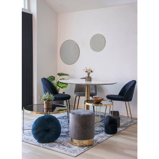 Bolzano Dining Table - Table à manger, plateau aspect marbre, blanc, base aspect laiton ø11x75cm