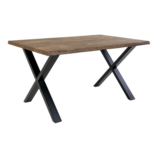 Table à manger Toulon - Table à manger, chêne huilé fumé avec bord ondulé, préparée pour rallonge 95x14x75 cm