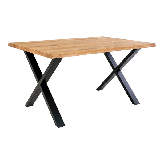Table à manger Toulon - Table à manger, chêne huilé avec bord ondulé, préparée pour rallonge 95x14x75 cm