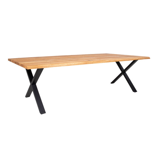 Table à manger Toulon - Table à manger, chêne huilé avec bord ondulé, préparée pour rallonge 1x3x75 cm