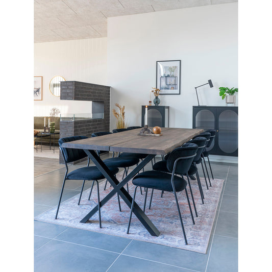 Table à manger Toulon - Table à manger, chêne huilé fumé avec bord ondulé, préparée pour rallonge 95x24x75 cm