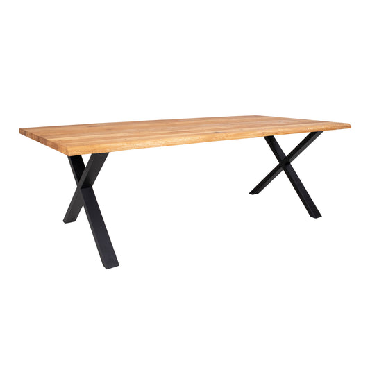 Table à manger Toulon - Table à manger, chêne huilé avec bord ondulé, préparée pour rallonge 95x24x75 cm
