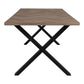 Table à manger Bordeaux - Table à manger, placage chêne fumé à chevrons, bord droit, préparée pour rallonges 95x2x75 cm