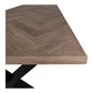 Table à manger Bordeaux - Table à manger, placage chêne fumé à chevrons, bord droit, préparée pour rallonges 95x2x75 cm