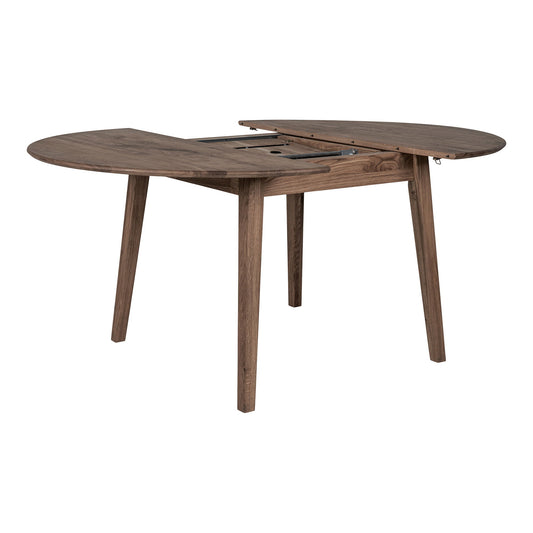 Metz Dining Table - Table à manger, chêne fumé huilé, rallonge intégrée avec fonction papillon ø118x118-158x75 cm