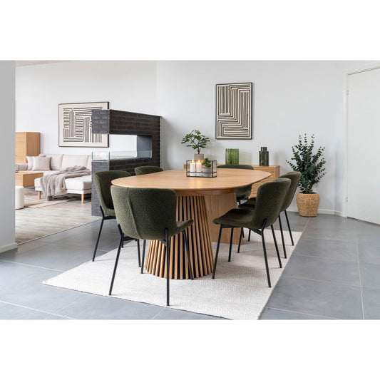 Osaka Dining Table - Table à manger, placage chêne, naturel, incl. deux plaques d'extension ø12x12-16-2x75 cm