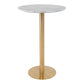 Bolzano Bar Table - Table de bar, plateau aspect marbre, blanc, base aspect laiton ø7x15cm
