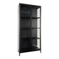 Brisbane Display Cabinet - Vitrine, métal noir, 2 portes vitrées 8x35x175 cm