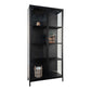 Brisbane Display Cabinet - Vitrine, métal noir, 2 portes vitrées 8x35x175 cm
