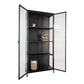 Brisbane Display Cabinet - Vitrine, métal noir, 2 portes vitrées 8x35x175 cm