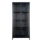 Brisbane Display Cabinet - Vitrine, métal noir, 2 portes vitrées 8x35x175 cm