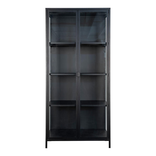 Brisbane Display Cabinet - Vitrine, métal noir, 2 portes vitrées 8x35x175 cm