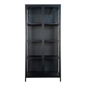 Brisbane Display Cabinet - Vitrine, métal noir, 2 portes vitrées 8x35x175 cm