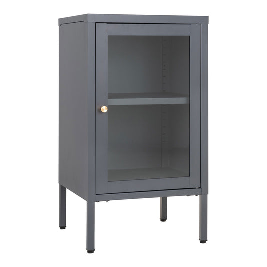 Dalby Cabinet - Meuble, métal gris, 1 porte vitrée 38x35x7 cm