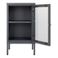 Dalby Cabinet - Meuble, métal gris, 1 porte vitrée 38x35x7 cm