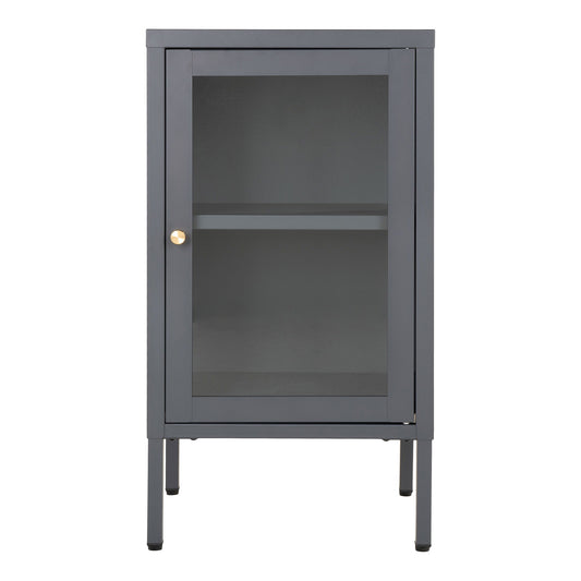 Dalby Cabinet - Meuble, métal gris, 1 porte vitrée 38x35x7 cm