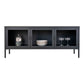 Banc TV Brisbane - Banc TV, métal noir, 3 portes vitrées 13x4x55 cm