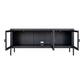 Banc TV Brisbane - Banc TV, métal noir, 3 portes vitrées 13x4x55 cm