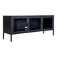 Banc TV Brisbane - Banc TV, métal noir, 3 portes vitrées 13x4x55 cm