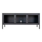 Banc TV Brisbane - Banc TV, métal noir, 3 portes vitrées 13x4x55 cm