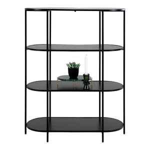 Etagère Vita - Etagère ovale, 4 étagères, noir, cadre noir 85x36x111 cm