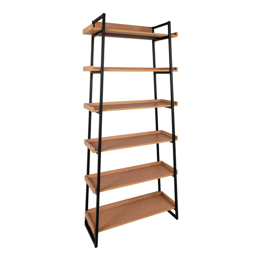 Sakai Book Case - Book Case, placage frêne, structure en acier noir, 6 étagères 8x35x185 cm
