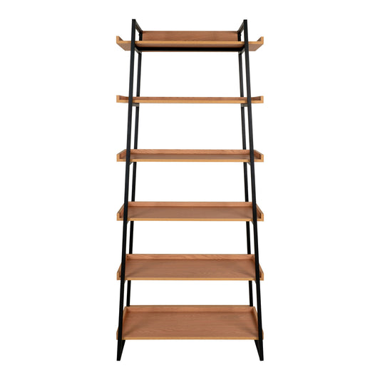 Sakai Book Case - Book Case, placage frêne, structure en acier noir, 6 étagères 8x35x185 cm