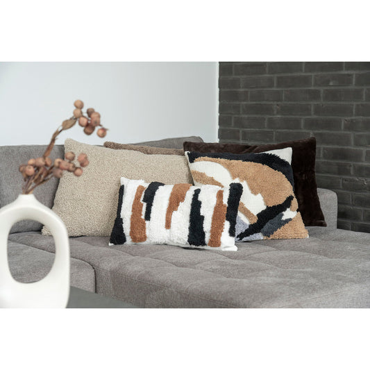 Coussin Evora - Coussin, fourrure artificielle gris foncé 45x6 cm