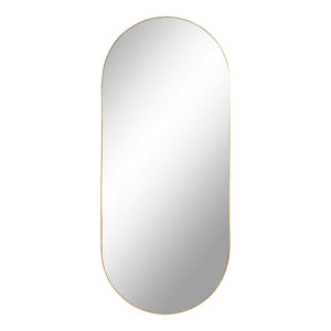 Jersey Mirror - Miroir, acier, aspect laiton, 35x8 cm