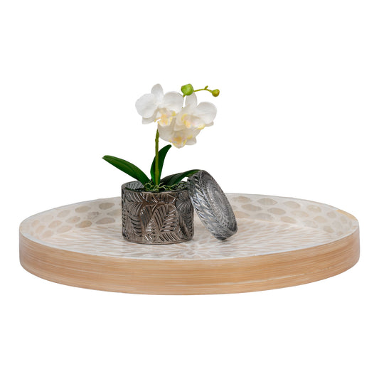 Plateau - <p>Plateau, bambou/capiz, beige, 4x4x3,5 cm</p>