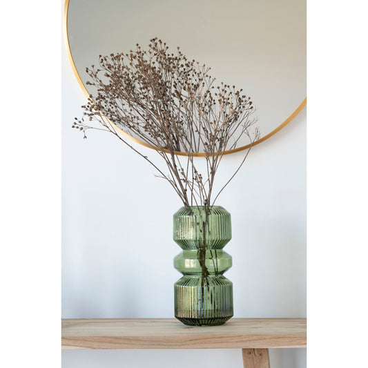 Vase - Vase, verre, vert, ø12x25 cm