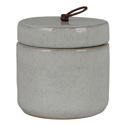 Pot - Pot, céramique, avec couvercle, gris, rond, ø1,5x1 cm