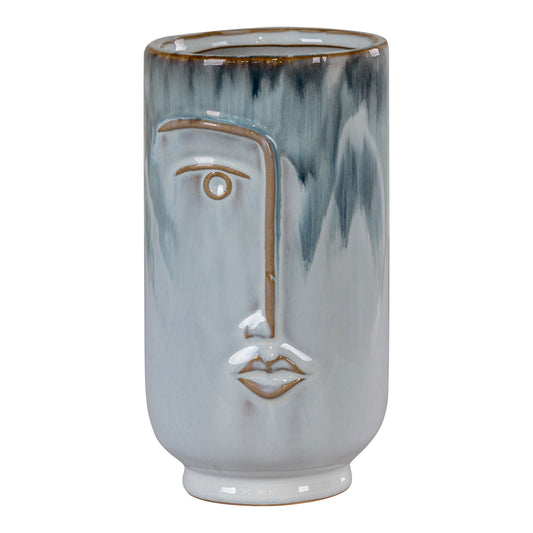 Vase - Vase, céramique, bleu, ø9x17 cm