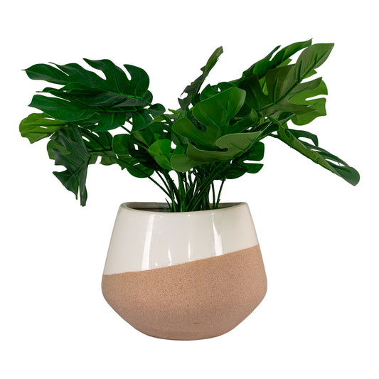 Pot de fleurs - Pot de fleurs, céramique, beige/marron, rond, ø2,5x15 cm