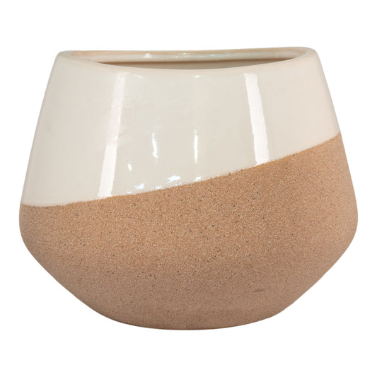 Pot de fleurs - Pot de fleurs, céramique, beige/marron, rond, ø2,5x15 cm