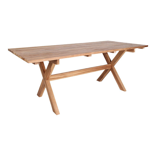 Table à manger Murcia - Table à manger en teck recyclé, nature, 2x9x75 cm