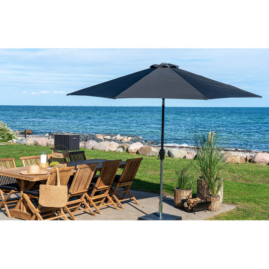 Houston Parasol - <p>Parasol avec manivelle et inclinaison, mât métallique, noir, ø3 cm</p>