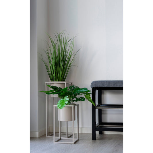Marla Flowerpots - Pots de fleurs, acier, gris beige, lot de 2