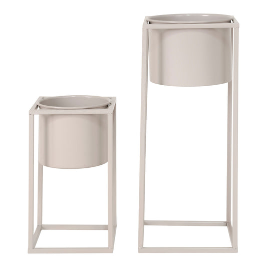 Marla Flowerpots - Pots de fleurs, acier, gris beige, lot de 2
