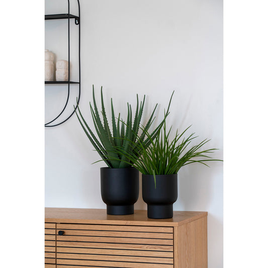Fulda Flowerpots - Pots de fleurs, métal, noir, lot de 2