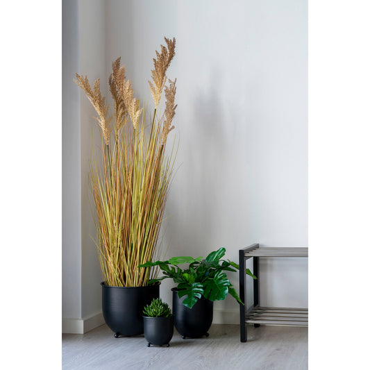 Nova Flowerpots - Pots de fleurs, métal, noir, lot de 3