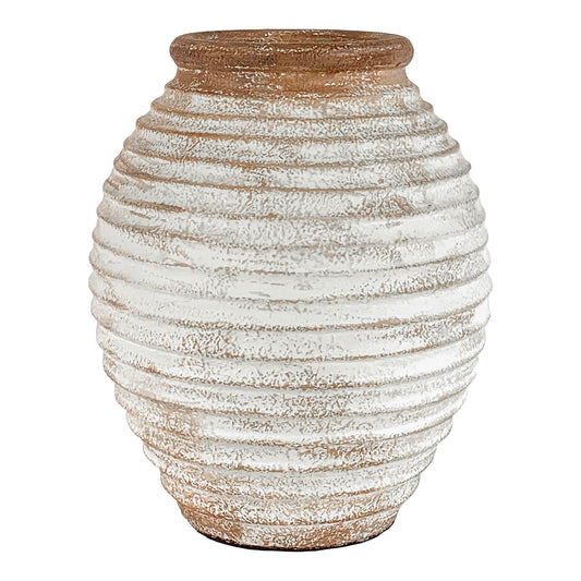Pot de décoration Lomba - Pot en terre cuite, marron/blanc, Ø28x35 cm