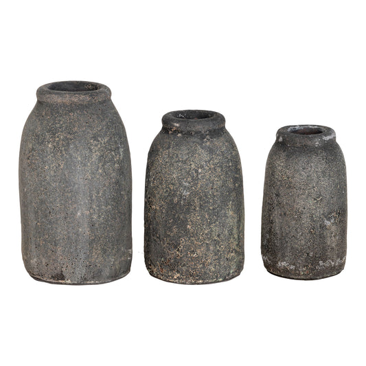 Velas Decoration Vases - Vases de décoration en terre cuite, gris foncé antique, lot de 3