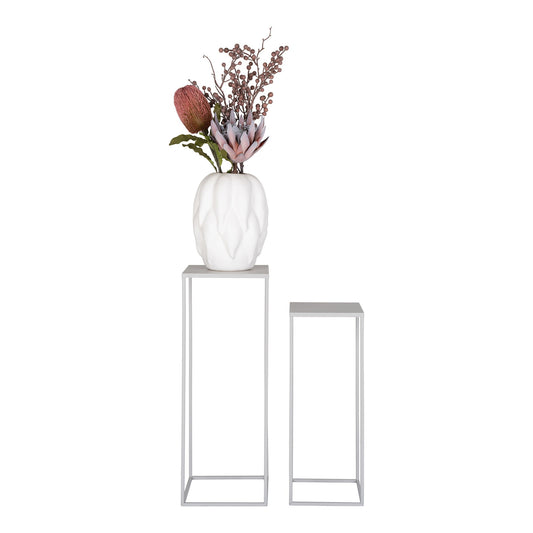 Beja Flower Stand - Jardinière, acier, gris froid, lot de 2