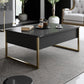 Table basse noir avec pieds en fer doré 40 x 90 x 60 cm