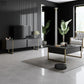 Table basse noir avec pieds en fer doré 40 x 90 x 60 cm