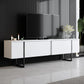 Meuble TV blanc à pieds en fer noir 50 x 180 x30 cm